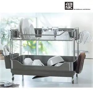 국내산 지문방지가공 2단 식기건조대 A형 싱크선반 수납선반 개수대 싱크선반 싱크대선반