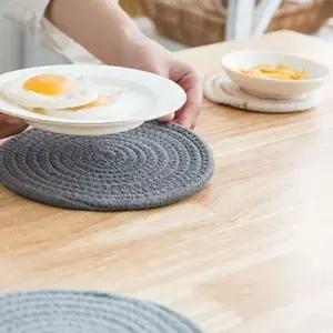 코튼 식탁 매트 원형 냄비 받침 식기 컵받침 북유럽식탁매트 실리콘식탁매트