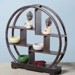 인테리어 선반 수납장 원형 찻잔 다관 장식장 30x30 벽선반 벽걸이수납장 무지주벽선반