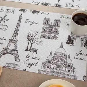 일러스트 식탁 매트 에펠탑 테이블보 인테리어 소품 개인식탁보 테이블시트