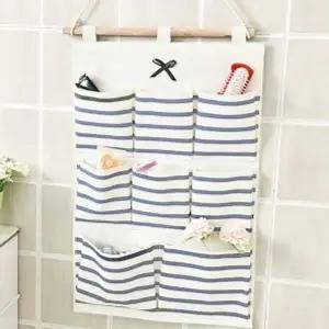 [하프클럽/]스트라이프 벽걸이 수납함 8칸 도어 수납포켓