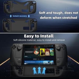Steam Deck/Steam Deck OLED 풀핏 보호 케이스접이식 스탠드 베이스 포함 충격 방지 긁힘 미끄럼 실리콘