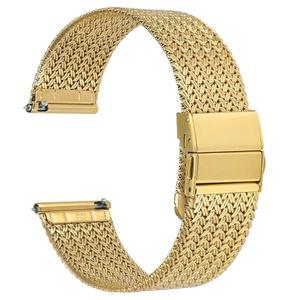 여성용 및 남성용 WOCCI 엘리트 메탈 시계 밴드, 메쉬 우븐, 316L 스테인리스 스틸, 퀵 릴리스, 업그레이드된 폴드 걸쇠, 스트랩 폭 14mm 16mm 18mm 20mm 22mm