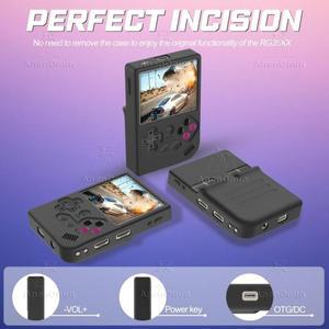 RG35XX 끈이 달린 풀 핏 보호 케이스 Anti-fall Anti-atch 미끄럼방지 블랙 실리콘  쉘 커버 카바 스킨 호