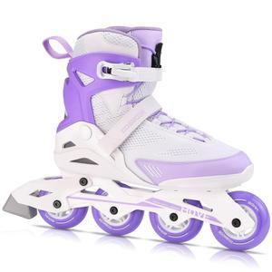 코스모이드 여성 성인 피트니스 인라인 스케이트, 야외 스트리트 블레이드 롤러 여성, 프로페셔널 스케이트 블레이드, 화이트 및 퍼플, 사이즈 5-12, 무브