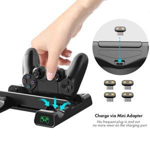 PS4 냉각 선풍기 수직 스탠드 10 슬롯 듀얼 컨트롤러 포트 충전기 독 스테이션 플레이스테이션 4 슬림 프로