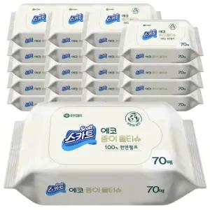 스카트 친환경 생분해 종이물티슈 70매 20개