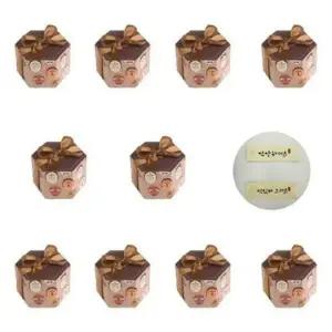 꽃무늬 접이식 육각형 선물 박스 10p 명절 포장용 종이 상자 결혼식 미니 캔디 용품