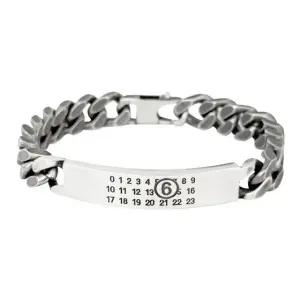 [논현 더팩토리] 26SS MM6 마르지엘라 넘버 로고 인그레이빙 체인 팔찌 (SM6UY004