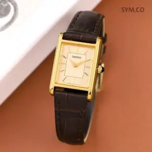 SWR110P1 사각케이스 아날로그 사파이어 캐쥬얼 정장 여자 가죽 시계 d