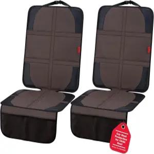 두꺼운 패딩이 있는 카이피 카시트 프로텍터 XL 대형 커버 방수 및 내구성 원단 보관 포켓 2개 또는 가죽