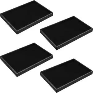 4개의 스태커블 주얼리 트레이 블랙 쇼케이스 디스플레이 정리 팔찌 링 귀걸이 목걸이 정리함 서랍