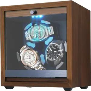 자동 시계용 JuviPrice 와인더 파란색 백라이트 폼 패드가 장착된 3개의 회전 박스 그리고 레이디 앤 맨을