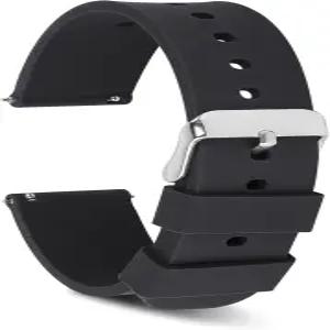 코비 실리콘 시계 밴드 실버 도금 스테인리스 스틸 버클 스마트 스트랩이 있는 퀵 릴리스 방수 소프트 고무