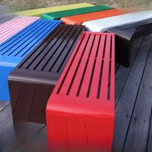 야외벤치의자 철제 심플 레드 핑크 카페 마당 공원