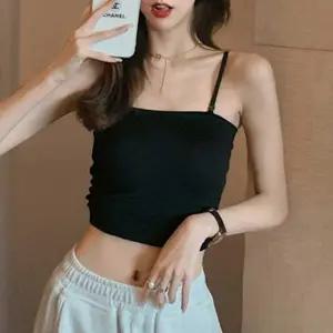 여자 여름 클럽 룩 패션 이너 나시 민소매 크롭 탑