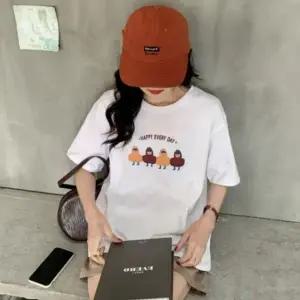 여성 여름 데일리 오버핏 프린팅 반팔 티셔츠