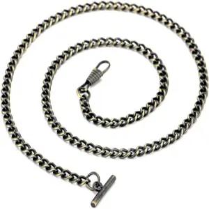 보시야 포켓 시계 체인 T 바 알버트 조끼 23인치 랍스터 버클 빈티지 도금 남성용