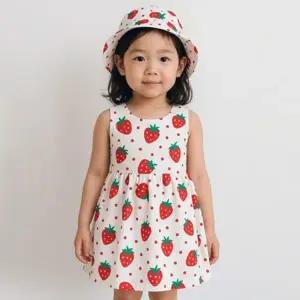 여아 아동 여름 데일리 캐주얼 딸기 땡땡이 나시 원피스