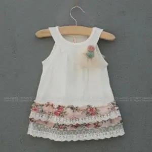 여아 아동 여름 데일리 레이스 4단 원피스