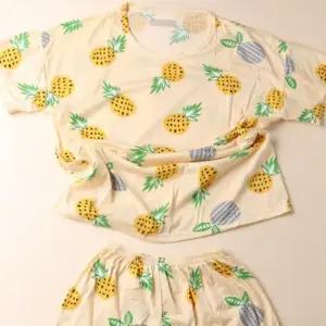 (색상1 파인애플)여름 잠옷 세트 홈웨어 여성 귀여운 과일