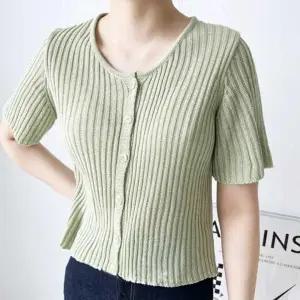 여름 골지 소재 니트웨어 여리핏 여자 반팔 가디건 비치 가디건 여성 볼레로 얇은 그물 썸머 카디건