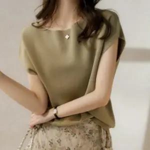 쿨링니트 여성 코디 쿨링 원픽 라운드넥니트 여리핏 데일리 상의 시원한 여름니트 티셔츠 여성니트 베이직