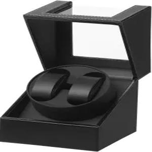 조용한 일본 모터 AC 어댑터 또는 배터리로 구동되는 링팬스토어 자동 시계 와인더 프리미엄 가죽 외관 및