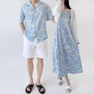 WL GSS SH221-DR221 남자 여자 롱 비치 원피스 커플룩 신혼여행 시밀러룩 비치웨어