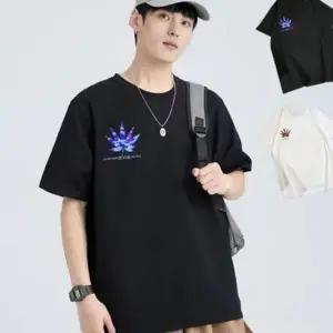 WL 남성 오버핏 단풍 반팔티 캐주얼한 분위기를 연출 다양한 팬츠와 쉽게 매치 데일리 디자인