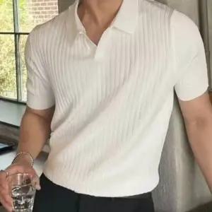 WL 니트 반팔 여름 부드러운 신축성 쫀쫀한 봄 데일리 남성 남친룩 출근룩 브이넥 깔끔한