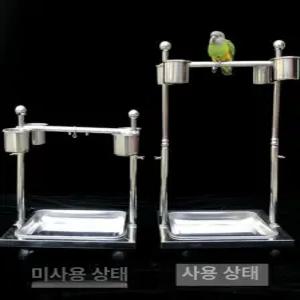스테인레스 앵무새 놀이터 바퀴 횟대 이동 훈련대 새장 폴대 배변판 횃대 앵무새놀이터