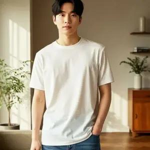 WL 남자 여성 면 반팔 티 여름 무지 기본 티셔츠 흰색100