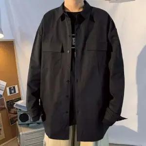 포켓 남자 셔츠 무지 긴팔셔츠 남성 오버핏 남방