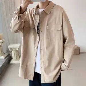 남성 베이직 무지 오버핏 포켓 오버핏 긴팔 셔츠