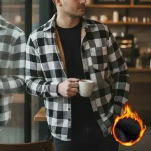 남성 소프트 기모 체크 포인트 셔츠