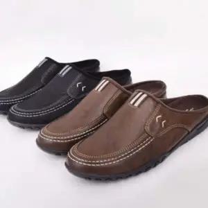 남성 가죽 블로퍼 뮬 슬리퍼 스니커즈 실내화 근무화