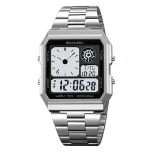 디지털 전자 월드 타임 정장 남성 메탈 손목 시계