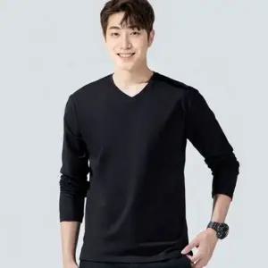 팔 티셔츠 브이넥 레이어드 남성 긴 이너 데일리