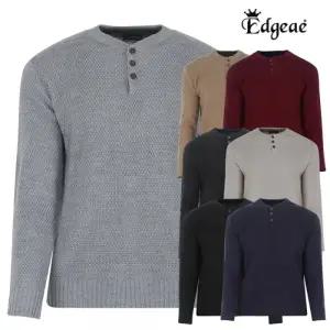 B.엣지애 남성 인기 헨리넥 단추 니트 티셔츠 MCTSM5032W2