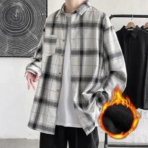 2컬러 남성 데일리 기모 겨울 체크 셔츠 IS-JK70