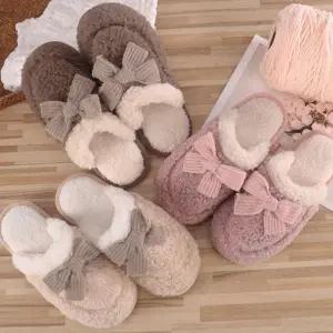 슬리퍼 겨울 털 거실화 사무실 방한 실내화 슬리퍼 양 털 푹신한 겨울 집_23935933