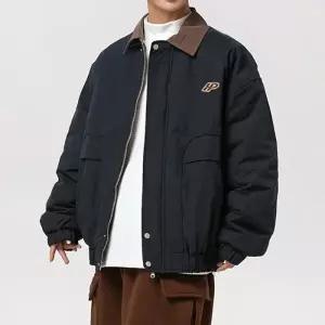 스트릿 빈티지 2컬러 오버핏 배색 블루종 IS-JK57