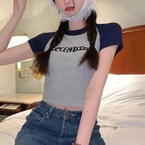 팝 레터링 2컬러 컬러믹스 크롭 티셔츠 LK-T023