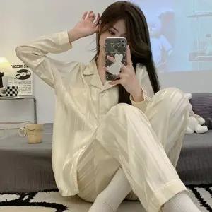 여성 실크 실크 파자마 홈웨어 스트라이프 INW102