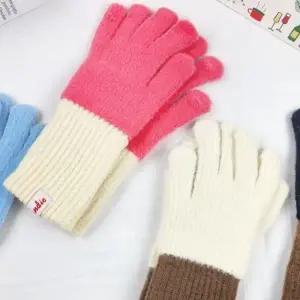 WL (별별창고) 니트 투톤 장갑 겨울 핑거홀 손가락