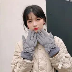 WL (이거찜) 리본 패딩 터치 장갑 겨울장갑 손가락 장갑 방한장갑