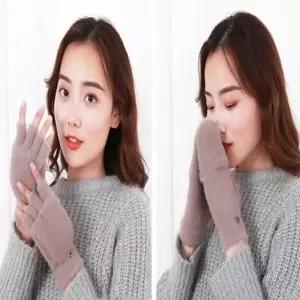 WL 겨울 보온 방한 따뜻한 니트 오픈 털 손가락장갑