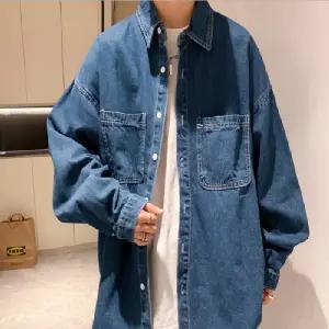 남성청남방 2컬러 빈티지 포켓 스티치 긴팔 데님 셔츠 아웃도어 현장근무복