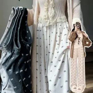 리본레그팬츠 여성홈웨어바지 편한 바지 와이드팬츠 파자마 홈웨어